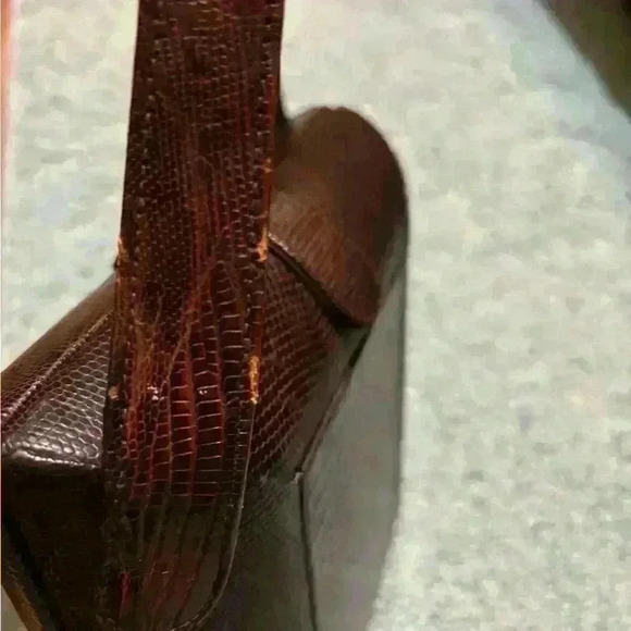 Reptile Skin Vintage Handbag Dark Brown - Picture 10 of 11